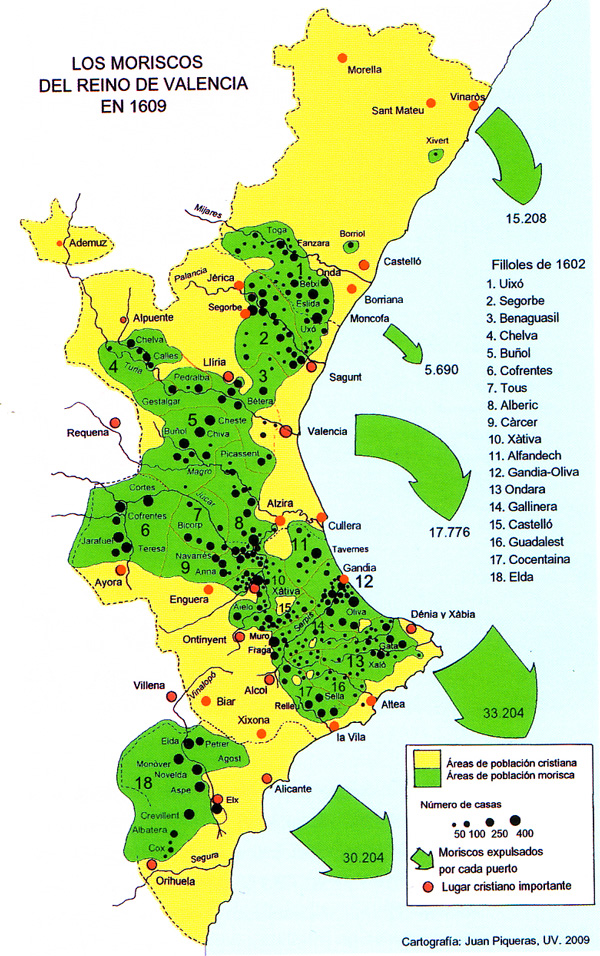 51 mapa nuclis moriscos 1609